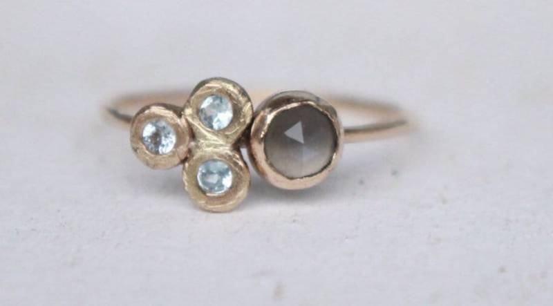 585 Gold Cluster Ring Mondstein Topaz Verlobungsring von AnaKrolljewelry