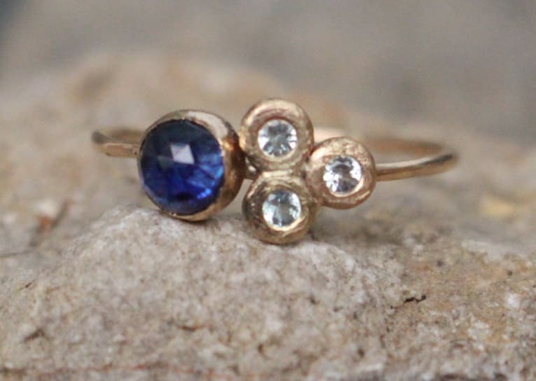 585 Gold Cluster Ring Saphir Topaz von AnaKrolljewelry