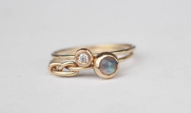 585 Gold Inifinty Verlobungsringe Set von AnaKrolljewelry