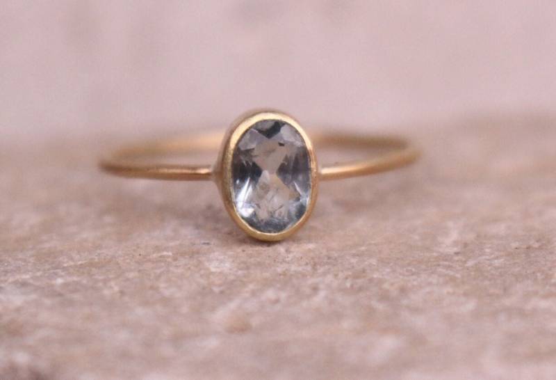 585 Goldring Aquamarin Verlobungsring von AnaKrolljewelry