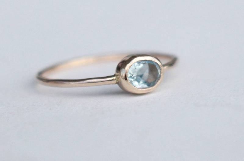 585 Goldring Aquamarin Verlobungsring von AnaKrolljewelry