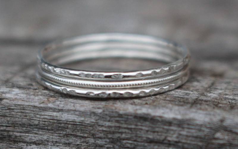 925Er Silber Mühlkornringe Zum Stapeln von AnaKrolljewelry