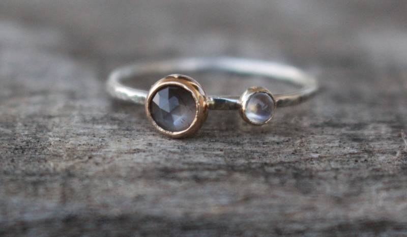 Grau Mondstein Verlobungsring Mix Metal 585 Gold 925 Silber Juni Geburtsstein Grau Mondstein Verlobungsring Mix Metal 585 Gold 925 Silber Juni Geburtsstein von AnaKrolljewelry