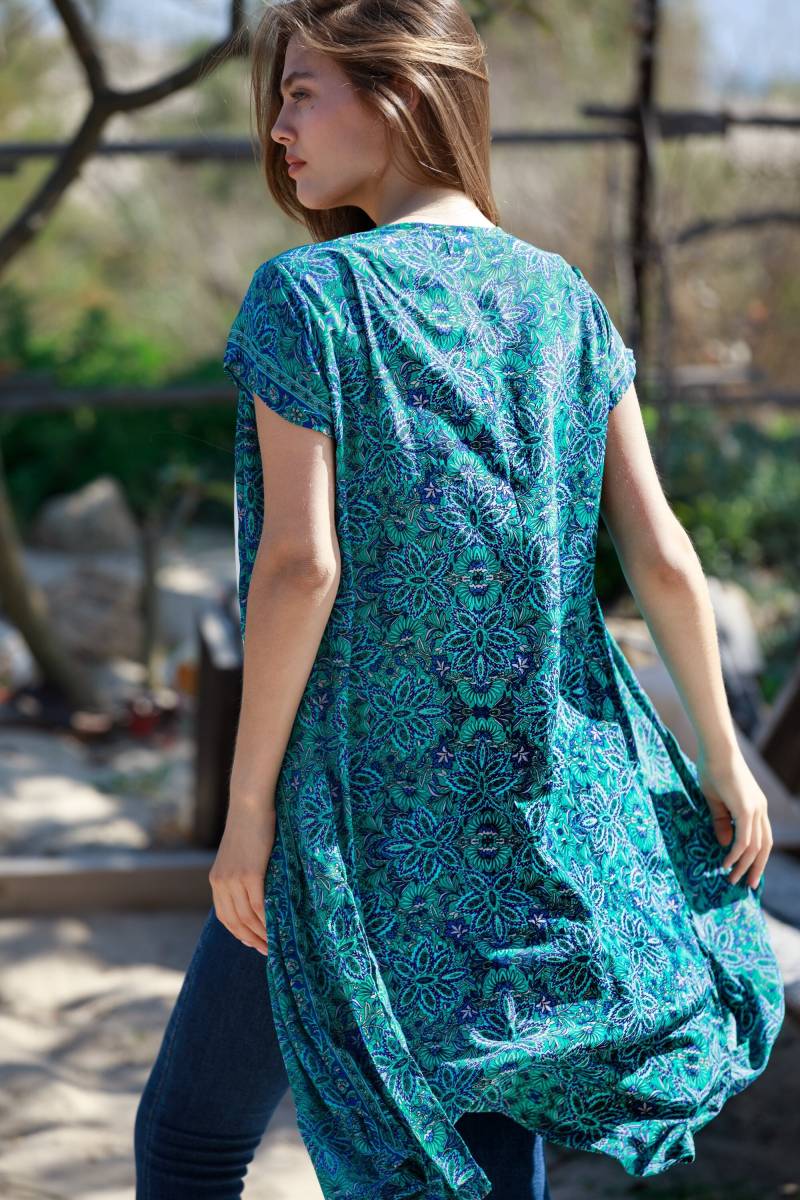 Grün Boho Chic Kurzen Ärmeln Sommer Offene Strickjacke Für Frauen von AnabellaWomen