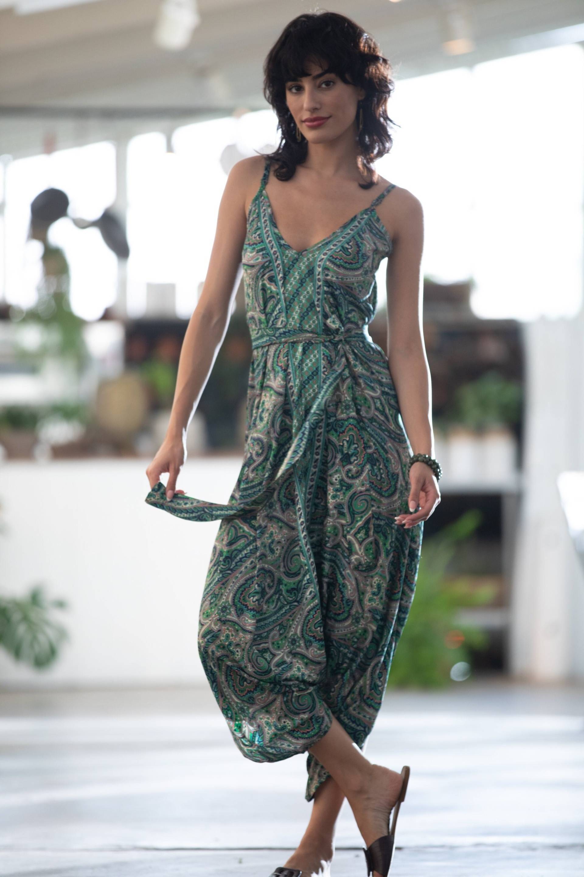 Paisley Harem Jumpsuit Damen Boho Poly-Seide Romper von AnabellaWomen