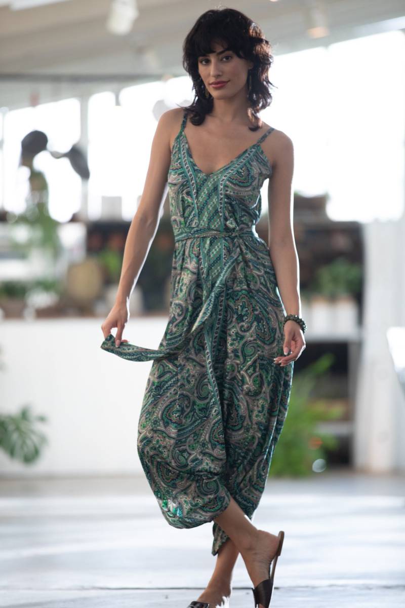 Paisley Harem Jumpsuit Damen Boho Poly-Seide Romper von AnabellaWomen