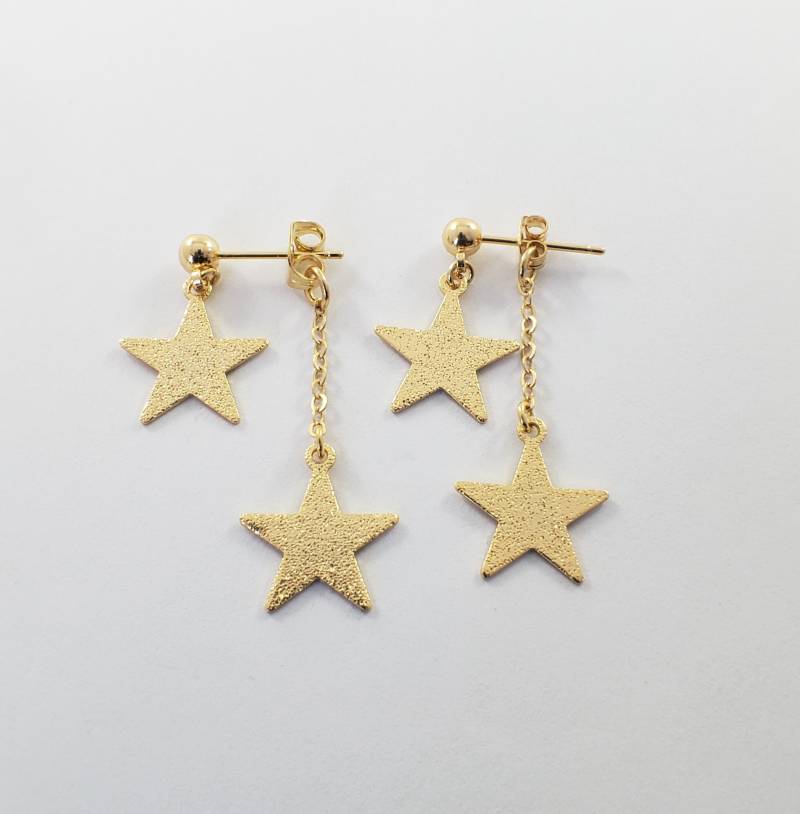 Stern Ohr Jacken, Gold Ohrringe, Vorderseite Rückseite Ohrjacke Einfädler Sternschmuck, Perfektes Geschenk von AnabelleSemprum