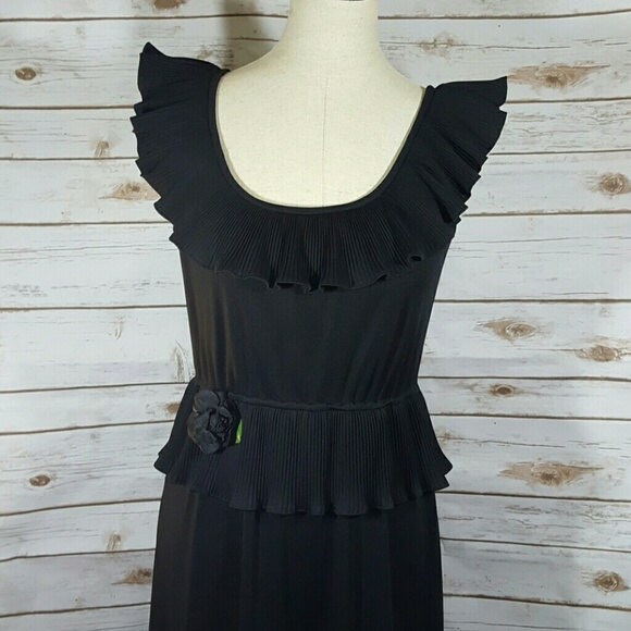 70Er Schwarz Disco Schößchen Maxi-Kleid, Klein von AnachronisticArmy