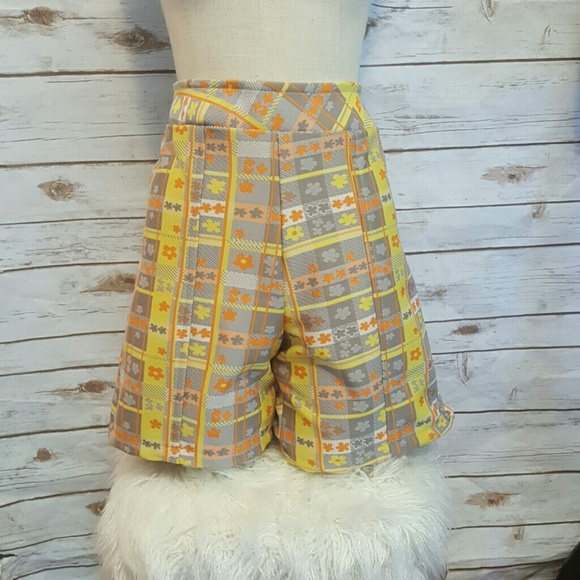 Jahrgang, 1960, Karierten & Blumen Taillenhohen Shorts, Größe 14 von AnachronisticArmy