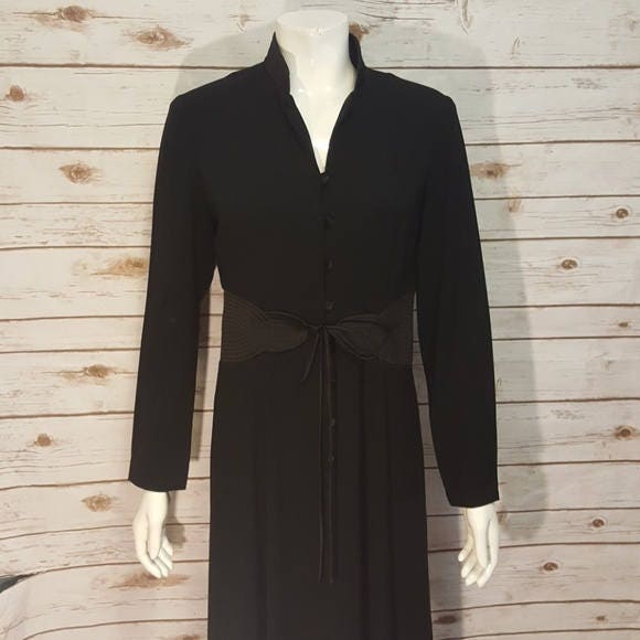 Jahrgang, 80/90Er Jahren, David Warren Matrix Schwarzes Kleid Kummerbund Taille Medium von AnachronisticArmy