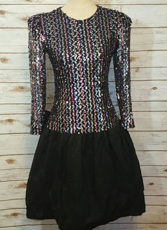 Jahrgang 1980, Cachet Von Bari Protas, Pailletten Tropfen Taille Partykleid, Medium von AnachronisticArmy