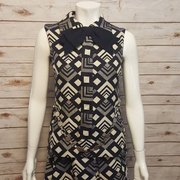 Vintage, 60Er Jahre, Lillie Ruberi 2 Stück Mod Kleid, Marine & Weiß, Medium von AnachronisticArmy