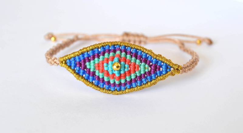 Evil Eye Perlen Armband - Bunt Micro Makramee Verstellbares Allsehendes Auge Geschenk Für Sie von Anadalis