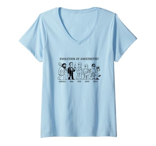 Damen Lustiges Evolution Design für Anästhesisten T-Shirt mit V-Ausschnitt Damen Lustiges Evolution Design für Anästhesisten T-Shirt mit V-Ausschnitt von Anästhesie Humor Grafik