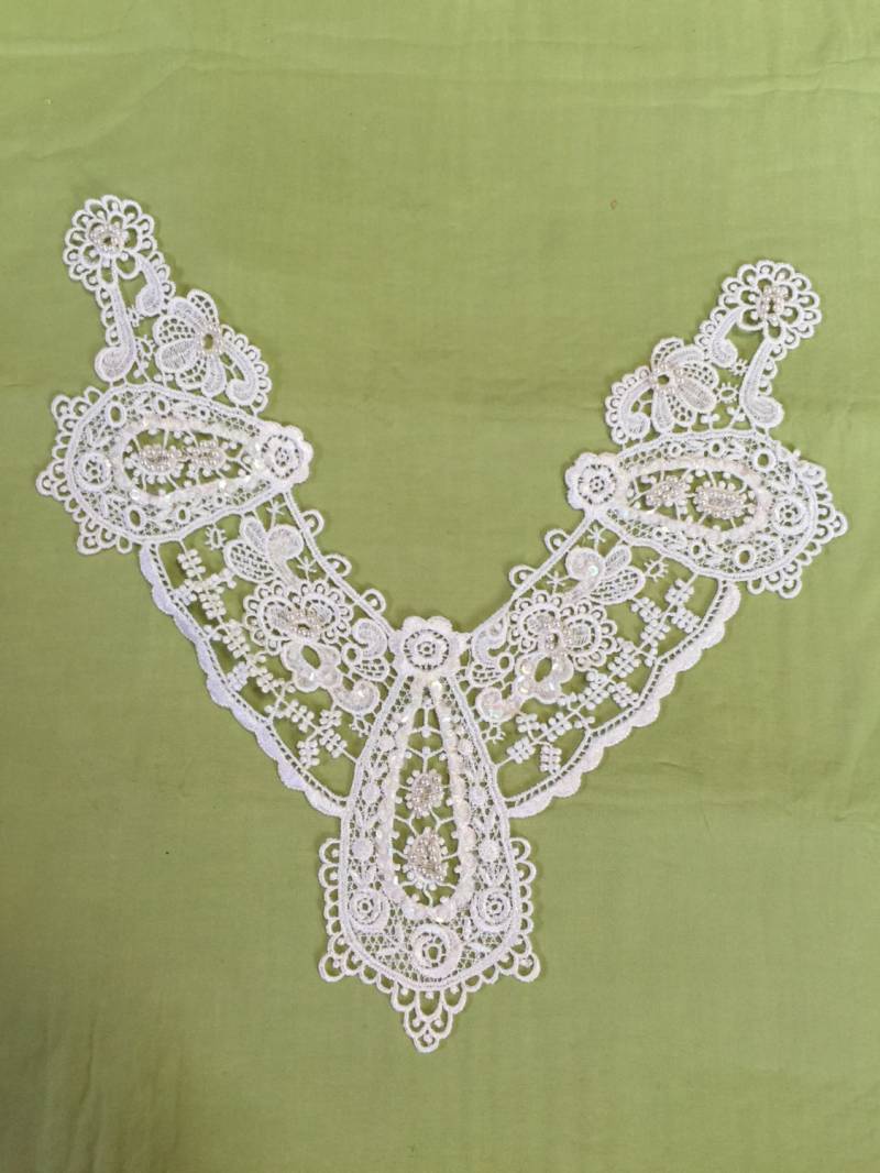 1 Weiße Perlen Applikation, Hochzeit Braut Diy, Kragen Ein Stück 1 Weiße Perlen Applikation, Hochzeit Braut Diy, Kragen Ein Stück von AnafrezNotions