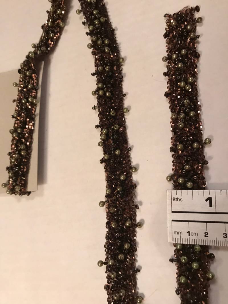 33 Zoll Lange Braune Perlen Pailletten Trim von AnafrezNotions