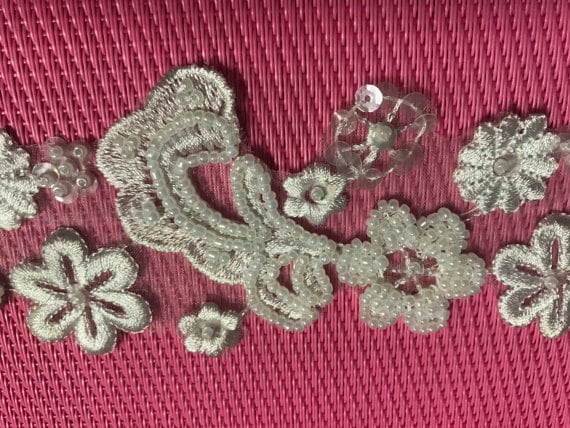 60 Zoll Weiße Perlenapplikation Borte.pearl Perlen Paillettenborte von AnafrezNotions