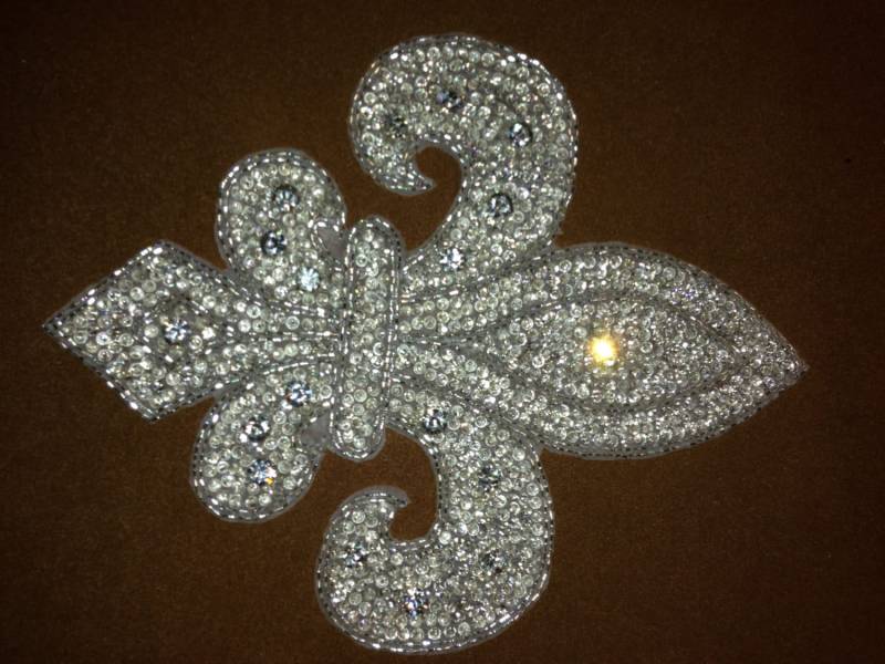 Fleur Di Lis Perlen Silber Strass Blume, Applikation von AnafrezNotions