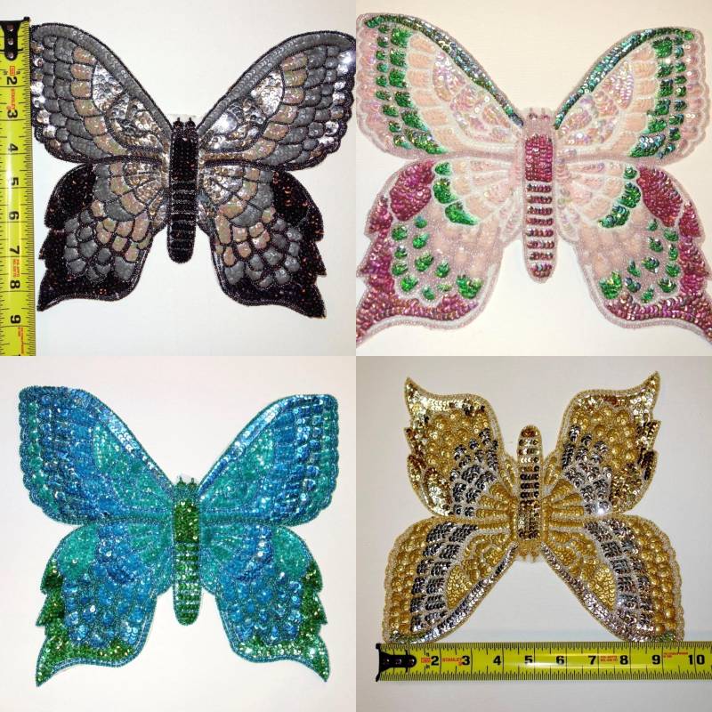 Gestickte Und Perlenbesetzte Schmetterlings-Applikationen Mit Pailletten. Riesige Applikation Schmetterling Gestickte Und Perlenbesetzte Schmetterlings-Applikationen Mit Pailletten. Riesige Applikation Schmetterling von AnafrezNotions
