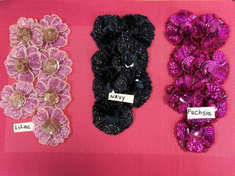 Pailletten Blume Applikation Aufnäher, Applikation. Wird Einzeln Verkauft. Flieder Blumen, Navy Fuchsia Blumen von AnafrezNotions
