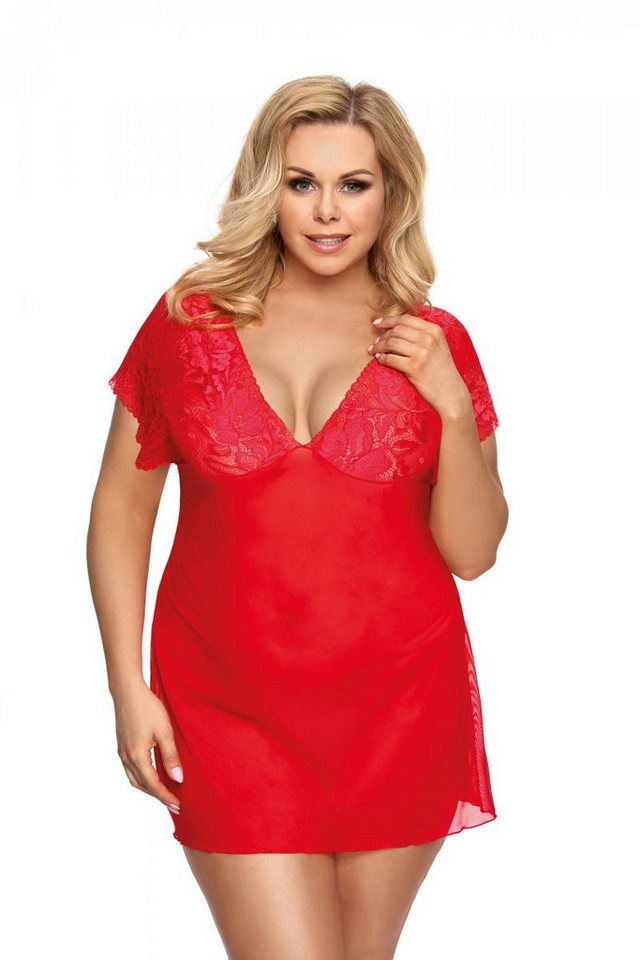 Anais Apparel Size Plus Negligé Rotes Frauen Dessous Plus Size Negligee aus transparentem Tüll-Materia von Anais Apparel Size Plus