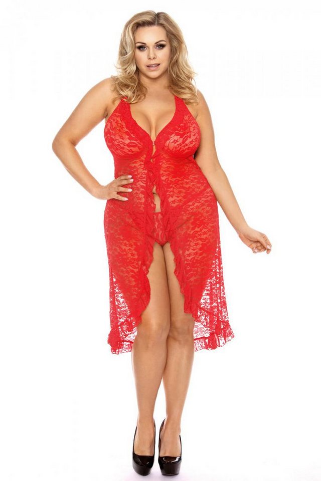 Anais Apparel Size Plus Negligé Rotes langes Frauen Dessous Plus Size Kleid transparent aus Spitze mit von Anais Apparel Size Plus