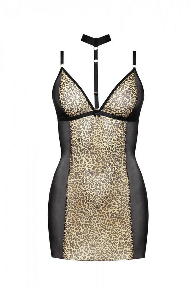 Anais Apparel Size Plus Negligé Schwarzes Plus Size Damen Dessous Chemise mit leoparden Muster aus Net von Anais Apparel Size Plus