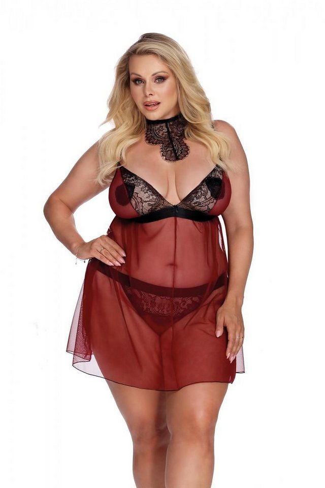 Anais Apparel Size Plus Negligé Transparentes rot schwarzes Damen Dessous Plus Size Chemise aus Tüll u von Anais Apparel Size Plus