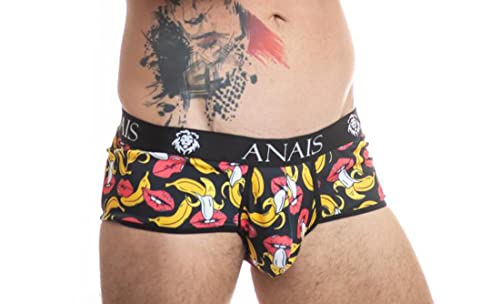 Anais for Men Herren Shorts mit Bananen und Kussmund Print Männer Slip Shorty Blickdicht elastisch bunt M von Anais for Men
