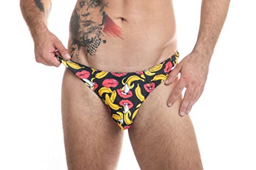 Anais for Men Herren String Tanga mit Bananen und Kussmund Print Männer Slip Blickdicht elastisch XL von Anais for Men