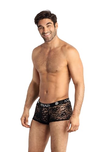 Schwarzer Herren Boxer Shorts aus transparenter dehnbarer Spitze und breitem Gummibund XL von Anais for Men