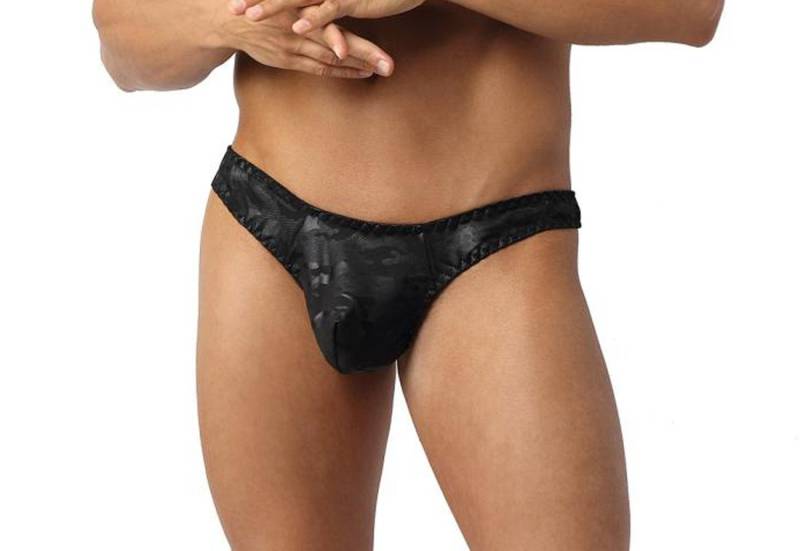 Anais for Men String Herren String in schwarz aus blickdichtem Stoff mit camouflage Print M von Anais for Men
