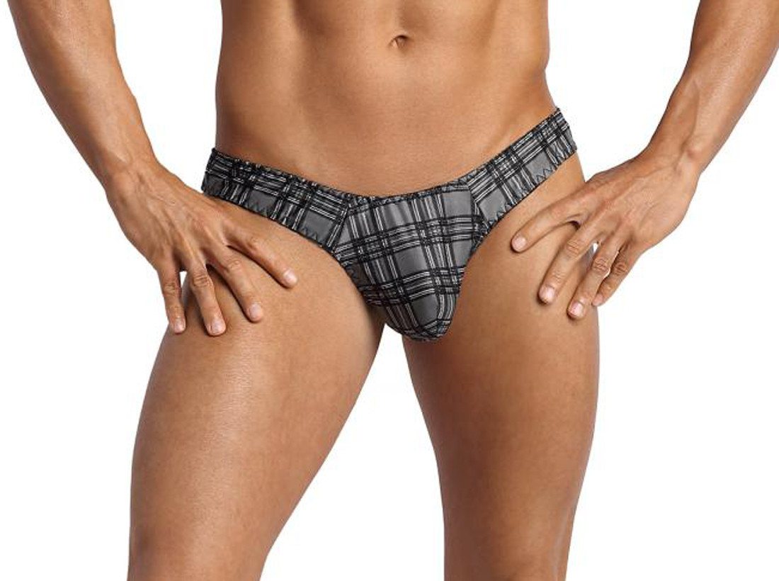 Anais for Men String Schwarz grau karierter Dessous Herren String aus glattem halbtranspare Anais for Men String Schwarz grau karierter Dessous Herren String aus glattem halbtranspare von Anais for Men