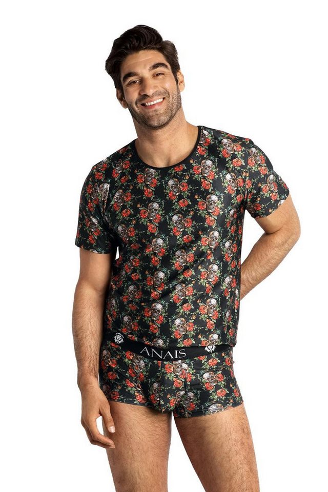 Anais for Men Unterhemd Herren T-Shirt aus glattem blickdichtem Stoff mit Blumen und Schädel P von Anais for Men
