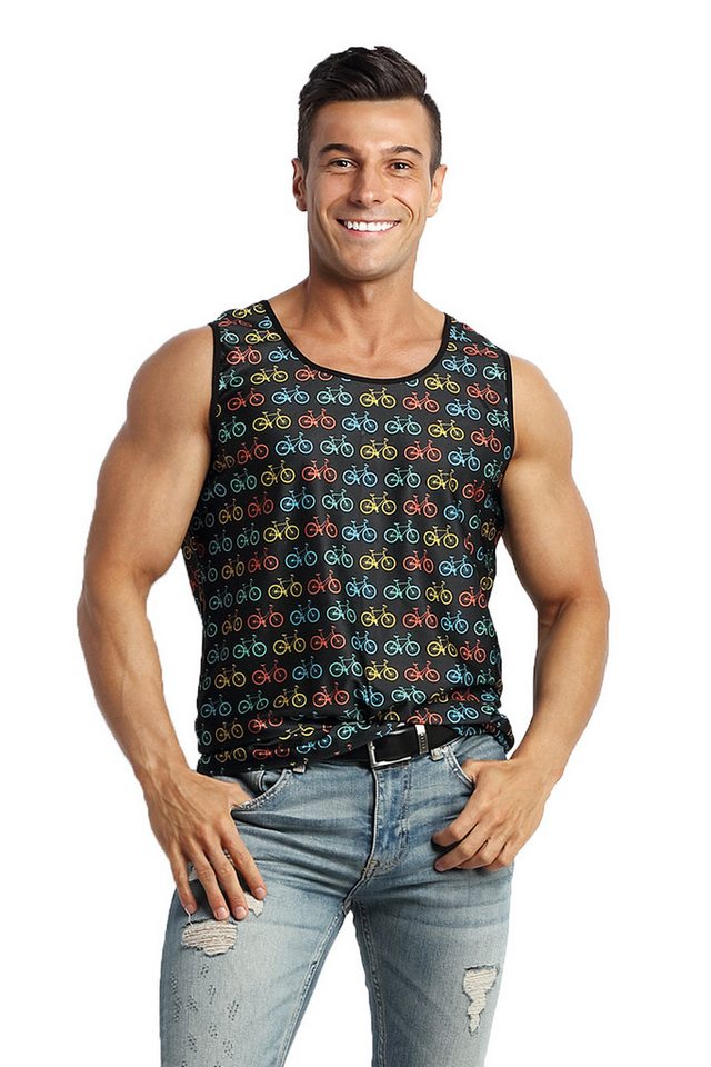 Anais for Men Unterhemd Herren Tank Top Männer Shirt ärmellos aus Mikrofaser mit Fahrrad Print von Anais for Men