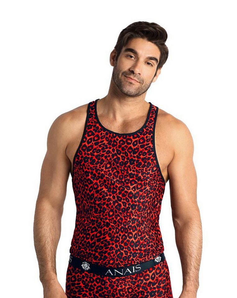 Anais for Men Unterhemd Herren Tank Top schwarz rot aus glattem, blickdichtem Stoff mit Animal von Anais for Men
