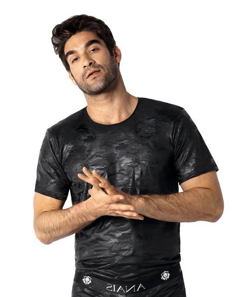 Anais for Men Unterhemd Schwarzes Herren T-Shirt aus blickdichtem Stoff mit schwarzen camoufla von Anais for Men