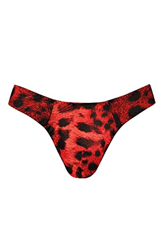 Herren String in schwarz rot aus glatten blickdichtem Stoff mit Animal Print Männer Tanga mit Tier Druck 2XL von Anais for Men