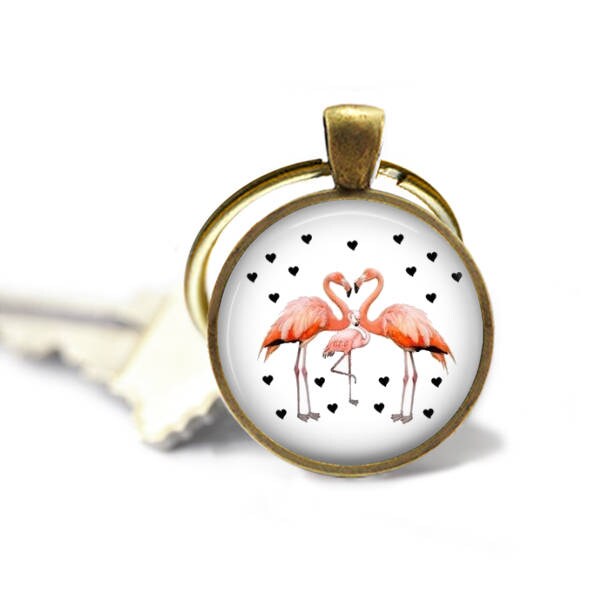 Flamingo Family Love Anhänger, Halskette Oder Schlüsselanhänger - Auswahl Aus Silber, Bronze, Kupfer Schwarz von Analiese