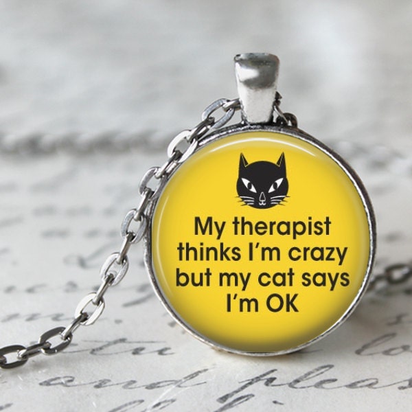 Lustiger Katzen-Liebhaber-Anhänger-Halskette Mein Therapeut Denkt, Ich Bin Verrückt von Analiese
