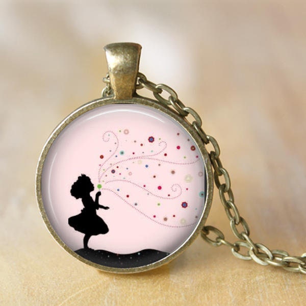 Machen Sie Einen Wunsch Anhänger, Schlüsselanhänger Oder Halskette - Auswahl An Schwarz, Silber, Bronze Kupfer Pusteblume Halskette von Analiese