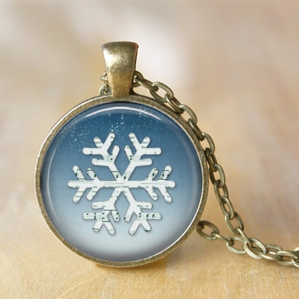 Papier Schneeflocke Mit Musiknoten Anhänger, Halskette Oder Schlüsselanhänger - Halskette, Urlaub Weihnachten, Winter von Analiese