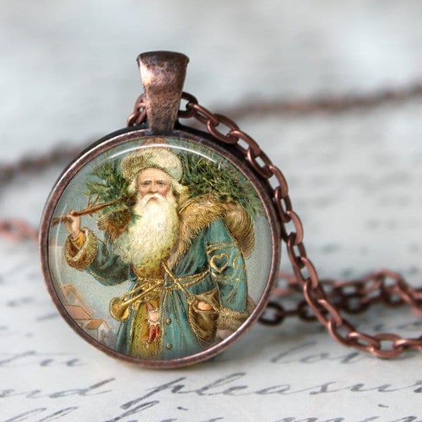 Vintage Santa Bild - Urlaub Halskette Halskette, Anhänger, Urlaub, Weihnachtshalskette, Weihnachten Schlüsselanhänger, Schlüsselanhänger Vintage Santa Bild - Urlaub Halskette Halskette, Anhänger, Urlaub, Weihnachtshalskette, Weihnachten Schlüsselanhänger, Schlüsselanhänger von Analiese