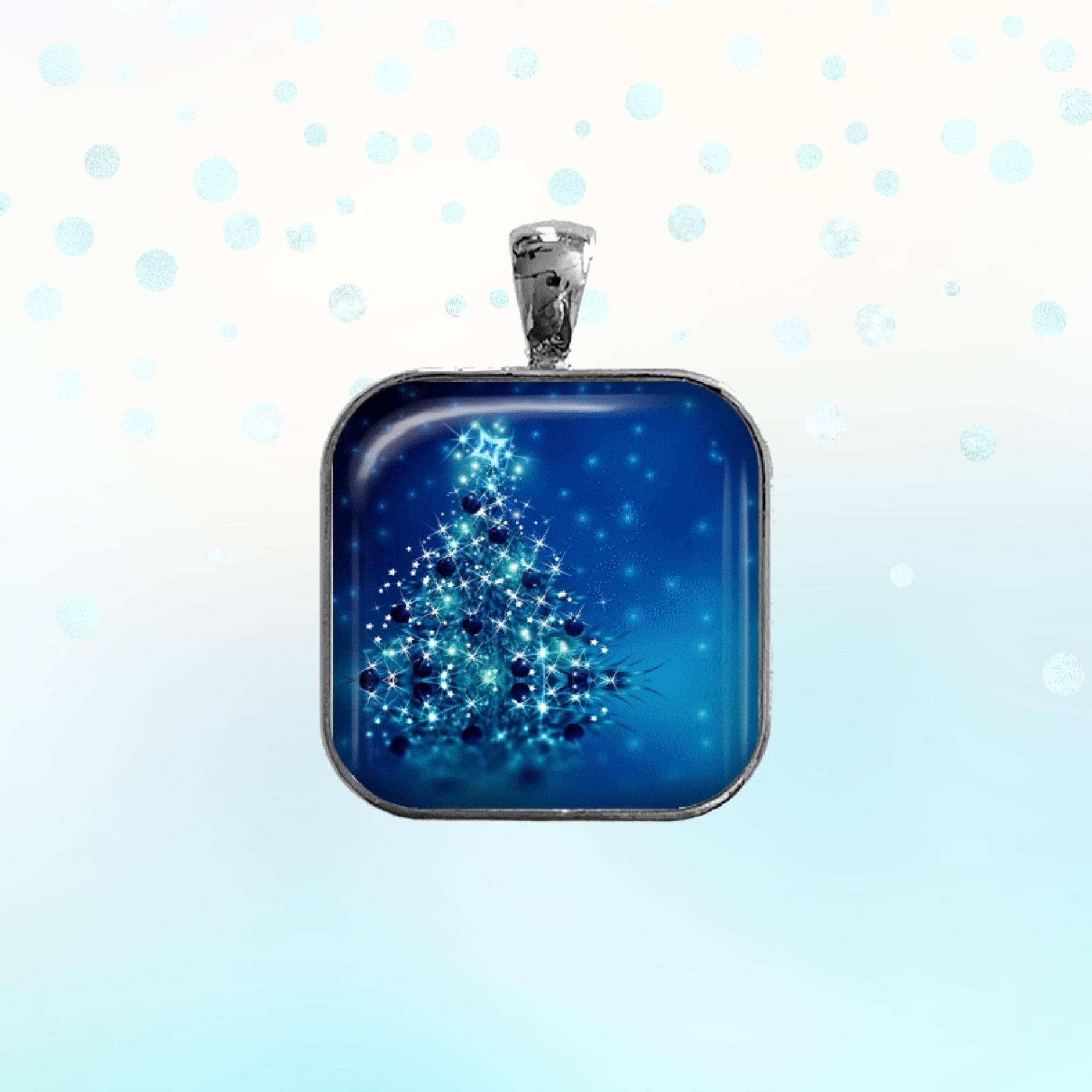 Weihnachten Halskette, Blau Weihnachtsbaum, Urlaub Anhänger, Schnee, Winter, Schmuck, Baum, Schlüsselring von Analiese