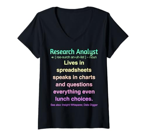 Damen Lustiger Forschungsanalyst T-Shirt mit V-Ausschnitt Damen Lustiger Forschungsanalyst T-Shirt mit V-Ausschnitt von Analytics Humor Gifts for Research Analyst