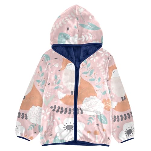 Anantty Kinder Fleecejacke Blumen Blume Tier Fuchs Sweatshirt Warme Kapuzenpullover Langarm Kapuzenjacke Winterjacke für Jungen Mädchen von Anantty