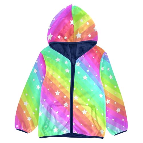 Anantty Kinder Fleecejacke Bunt Regenbogen Star Sweatshirt Warme Kapuzenpullover Langarm Kapuzenjacke Winterjacke für Jungen Mädchen von Anantty