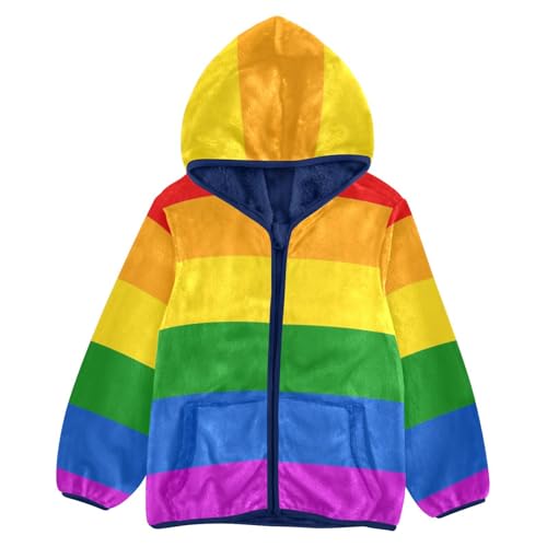 Anantty Kinder Fleecejacke Bunt Regenbogen Sweatshirt Warme Kapuzenpullover Langarm Kapuzenjacke Winterjacke für Jungen Mädchen von Anantty