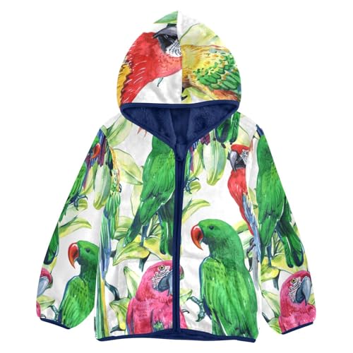 Anantty Kinder Fleecejacke Tropisch Vogel Ara Papagei Sweatshirt Warme Kapuzenpullover Langarm Kapuzenjacke Winterjacke für Jungen Mädchen von Anantty