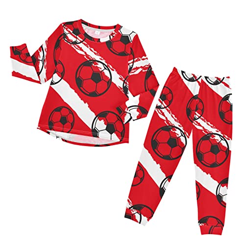 Anantty Kinder Schlafanzug-Set Fußball Ball Sport Pyjama Woman Set, Lang Nachtwäsche Hausanzug Negligee Sleepwear für Jungen Mädchen von Anantty